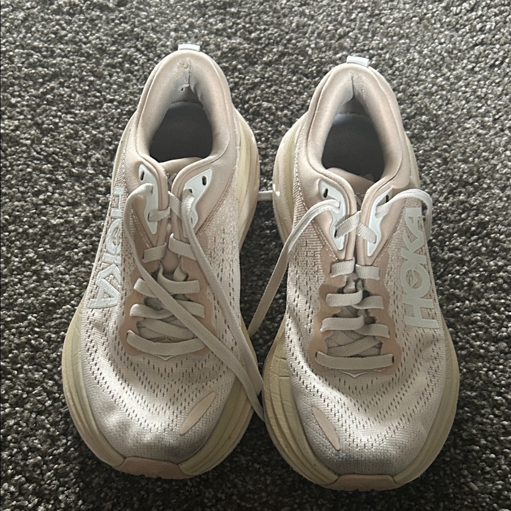Hoka Women's Beige Running Shoes
